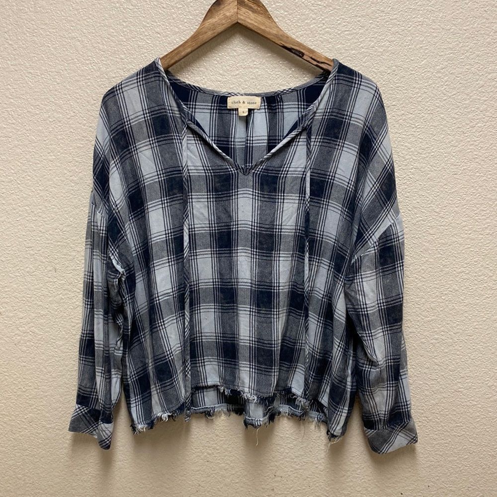 Cloth & Stone Plaid Blouse Small